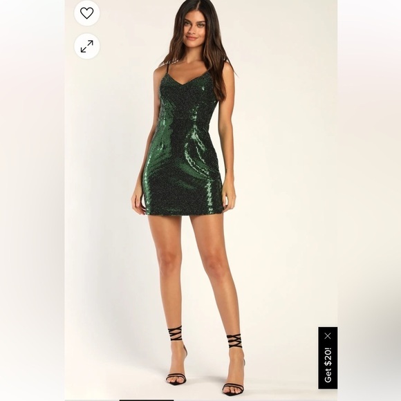 LULUS Glittering Spectacle Shiny Green Bodycon Mini Dress XS NEW